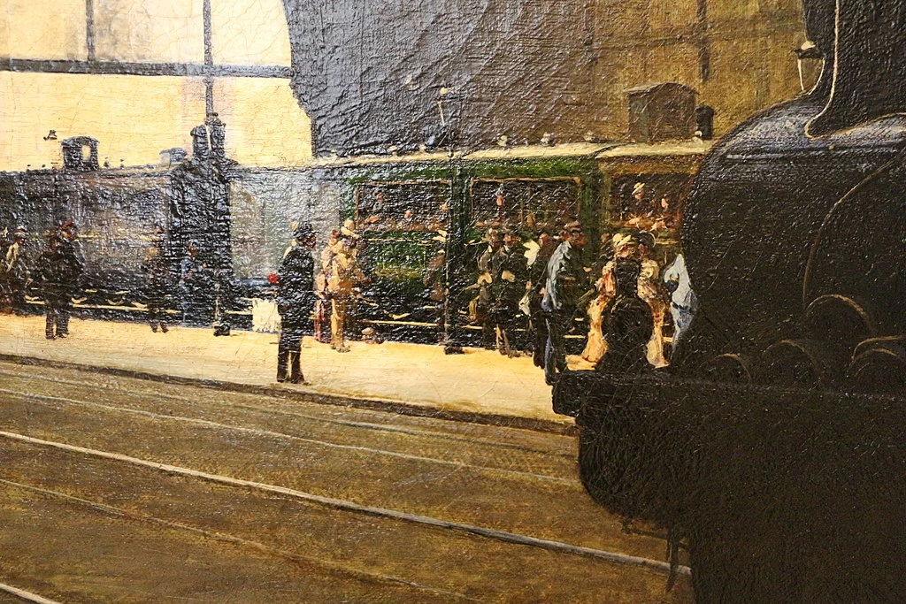 La stazione centrale di milano nel 1889 - dettaglio, Civica Galleria d'Arte Moderna, Milano